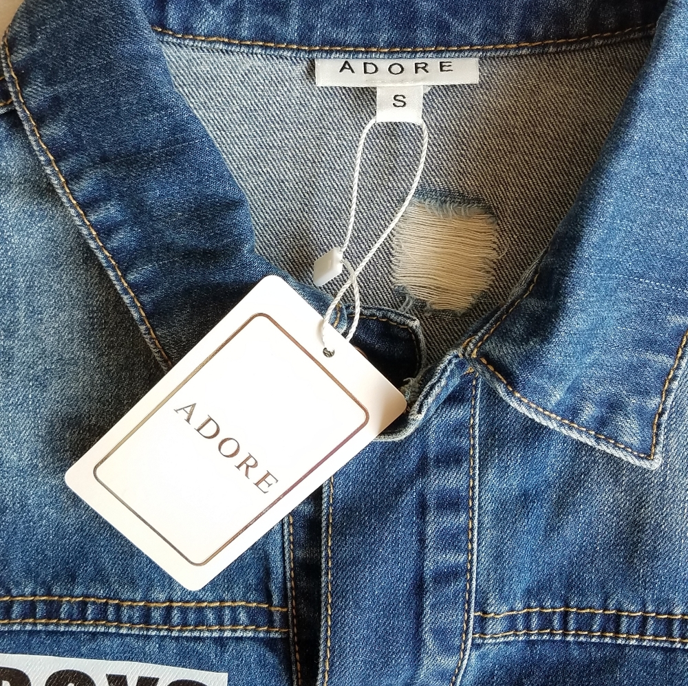 Adore Be Boys Photo Patchwork Denim Jacket - Picture 9 of 10